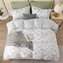 OAITE Duvet Cover Set,100% Cotton Comforter Cover with Leaf Pattern Duvet Cover Set,Soft Bedding Set Includes with 3 Piece (2 Pillow Shams,1 Duvet Cover)