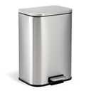 Garvee 3.2 Gallon Trash Can for Kitchen, Stainless Steel Step Trash Can with Soft-Close Lid & Removable Inner Bucket, Rectangular Garbage Can for Office Bathroom Living Room, Silver