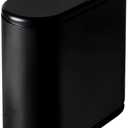 Sooyee 10-Liter Rectangular Plastic Trash Can Wastebasket with Press-Type Lid, 2.4-Gallon Garbage Container Bin for Bathroom, Powder Room, Bedroom, Kitchen, Craft Room, Office (Black)
