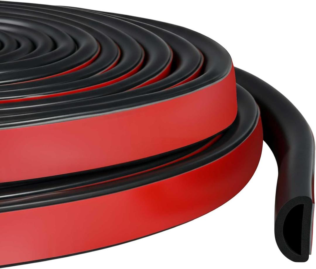 Pangda 26ft Foam Rubber D Shape Seal Strip 0.75" W x 0.38" H Self Adhesive EPDM Rubber Weather Stripping RV Slide Out Seal Heavy Duty Automotive Weather Stripping for Car Truck RV Boat Home