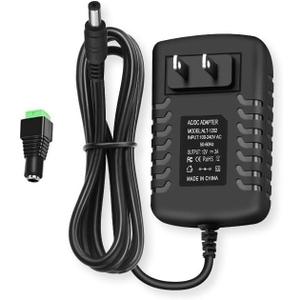 12V DC Power Supply 2A Universal AC Adapter, 100-240 50/60Hz to 12 Volts 2000mA Transformer & 1 Tip, DC 12V Power Adapter Cord, 5.5mm x 2.5mm Plug