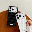 inewateri Compatible for iPhone 17 Pro Case with Cute Fashion Polka Dot Aesthetics Design Simple Cases for Soft TPU Slim Protection Cover-White