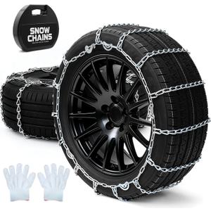 Automotive Tightening Snow Chains Tire Chains for Tire Set of 2 With Gloves Winter Accessories SUV Trucks Pickup Winter Emergency Traction 1146 Medium