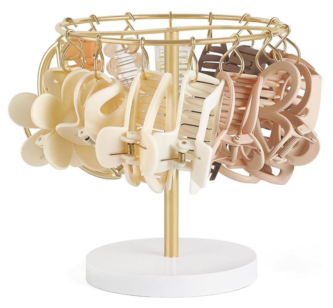 Dahey Metal Claw Clip Organizer Holder Stand Storage Display Hair Accessories Bedroom Bathroom College Dorm Room Decor for Women and Girls, Gold