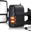Tow Mirrors Compatible With 1999-2016 Ford F250 F350 F450 F550 Super Duty Truck Power Heated Manual Telescoping & Folding Pair LED Turn Signal Smoke