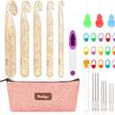 Vodiye 5 Sizes Large Crochet Hooks 12mm-25mm, Ergonomic Crochet Hook Set, Transparent Hooks for Chunky Yarn and DIY Crafts