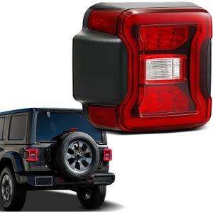 LED Tail Lights Compatible with 2018 2019 2020 2021 2022 2023 2024 2025 Jeep Wrangler Led Taillights W/O BLIS Rear Reverse Stop Brake Tail Lamp Assy Replacement OEM#68434890AB (Left Driver Side)