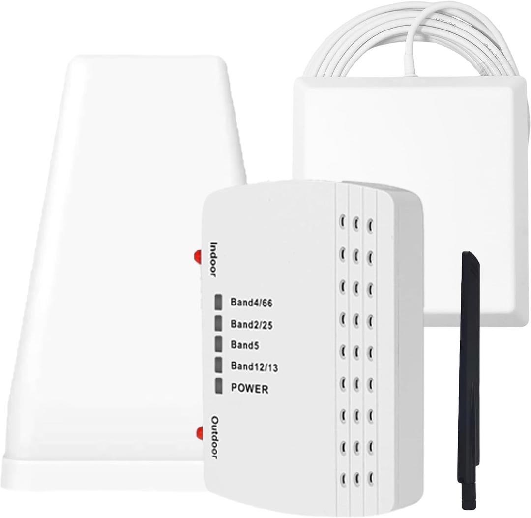 Cell Phone Booster for Home, Up to 6000 Sq.Ft,Cell Phone Signal Booster with 2 Indoor Antennas for Band 66/2/4/5/12/17/13/25