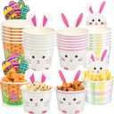 WorldBazaar Easter Snack Cups for Kids Paper Bowls Ice Cream 24 Sets Disposable Easter Party Supplies Treat Food Container Holiday Decorations Bunny