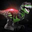 TEMI Remote Control Dinosaur Toys for Boys 3 4 5 6 7 8 Years, Electrical Stunt RC Walking Dinosaur Toy with Light and Sound, Rechargeable Battery, 360 Rotating, Birthday Toys for Kids (Green)