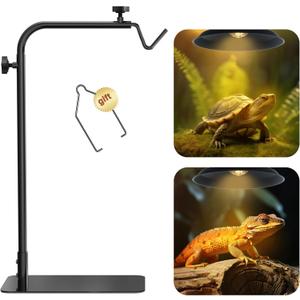 Reptile Heat Lamp Stand Adjustable 18"-32": Light Holder Fixture with Heavy Base for Bearded Dragon, Turtle, Snake, Lizard  Terrarium Heating Dome Lamps for Tank or Aquarium Use
