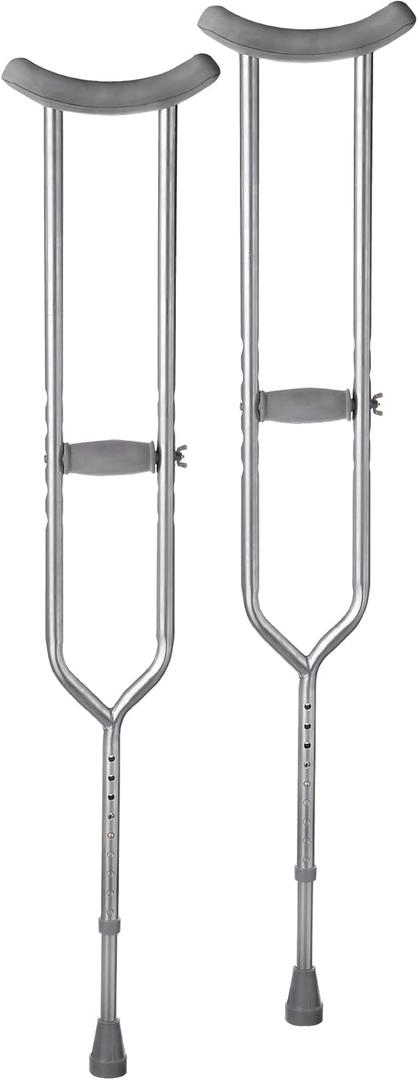 Medline Steel Push-Button Bariatric Crutches for Tall Adults - 650 lb. Weight Capacity, Adjustable, Heavy Duty Mobility Aid, 1 Pair