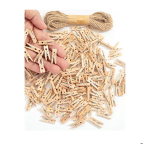 Wooden Clothes Pins for Craft, Natural Wood, 200 pcs, 1 Inch, Mini Clothes Pins for Hanging Pictures, Small Clothes Pins Wood, Clothing Pins, Mini Clothespins for Photos, Small Clothes Pin