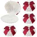 5Pcs Sea Shells Candy Boxes Seashell Plastic Containers Jewelry Organizers Storage Chocolates Party Favor Boxes Red Ribbon Bowknot for Wedding Birthday 2.8x3.5 Inch