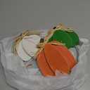 Ferraycle 3 Pcs Fall Pumpkin Decor Fall Wooden Signs 3D Pumpkin Tabletop Decor Farmhouse Sign Rustic Tiered Tray Decorations Block Centerpieces Standing Sign for Home Kitchen Harvest(Colorful Color)