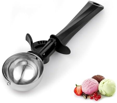 Ice Cream Scoop with Trigger, Large 1.5 oz (55ml) Stainless Steel Scoop for Ice Cream, Sorbet, Melon, Cupcake Batter, Size #16
