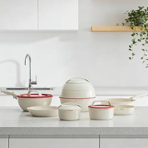 OMTM Ceramic Non-Stick Cookware Set Pots and Pans with Detachable Handle, Complete Set