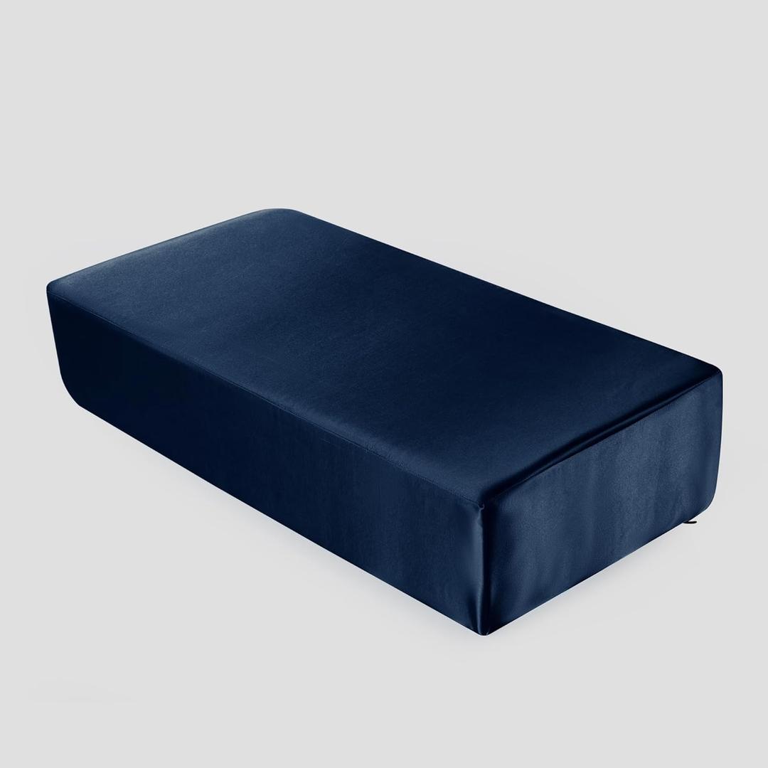 HOMBYS Pillowcase for Cube Pillow-Silky and Smooth Satin Pillowcase with Hidden Zip (ONLY Pillowcase) (24"x12"x5.5", Navy Blue)