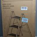 HBTower 3 Step Ladder, Lightweight Aluminum Folding Step Stool, Step Stool Foldable with Wide Anti-Slip Pedal, 330lbs Capacity for Home and Kitchen, Black