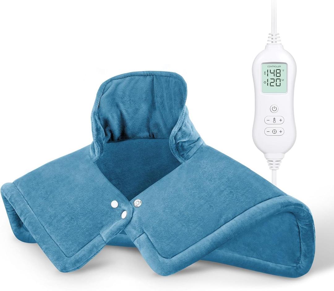 NOWWISH Heating Pad for Neck and Shoulder Pain Relief, Fast Heating, Auto Shut Off, Mothers Day Gifts, Birthday Gifts for Women Men Mom Dad Wife Husband, Blue, 17"x23"