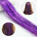 19.7 Inch Clip In Hair Tinsel Fairy Hair Tinsel Kit Clips Clip On Glitter Hair Tinsel Extensions Purple
