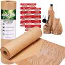 Neworld Honeycomb Packing Paper,Eco Friendly Bubble Cushioning Wrap for Moving,Products & Gifts Wrapping Paper,Recyclable Cushioning Packing Material (15" x 50') With 20 Fragile Sticker Labels