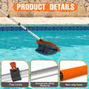 LAANPOLE 4-in-1 Pool Skimmer Net with Pole, Heavy Duty Pool Net and Fine Mesh Leaf Skimmer Net for Above Ground Pool, 16FT Telescopic Pool Pole with Professional Pool Net and Pool Hook for Cleaning