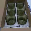 Vintage Glassware Drinking Glasses Set of 6,12 oz Hobnail Glass Cups,Embossed Green Water Tumbler,for Beer,Cocktail,Whiskey,Juice and Various Mixed Drinks- 1 Cleaning Brush