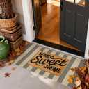 Striped Outdoor Front Door Mat 24"x51", Cotton Hand Woven Rug Indoor Doormat Washable Black and Tan Rug Runner, Foldable Front Door Rugs for Entryway/Farmhouse/Home Entrance
