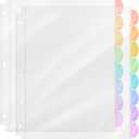 Mr. Pen- Clear Sheet Protectors with Tabs, 8 Tabs, 2 Sets, Clear Plastic Dividers for 3 Ring Binder, Insertable Index Page Divider Multicolor Tabs (Pastel)