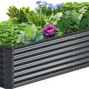 8x2x2FT Galvanized Raised Garden Bed,Galvanized Planter Boxes Outdoor, Large Metal Raised Garden Beds for Vegetables-Grey