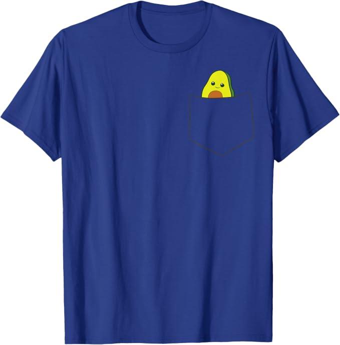 Cute Avocado In The Pocket Vegan Food Avocado In Pocket Long Sleeve T-Shirt (Blue, M)