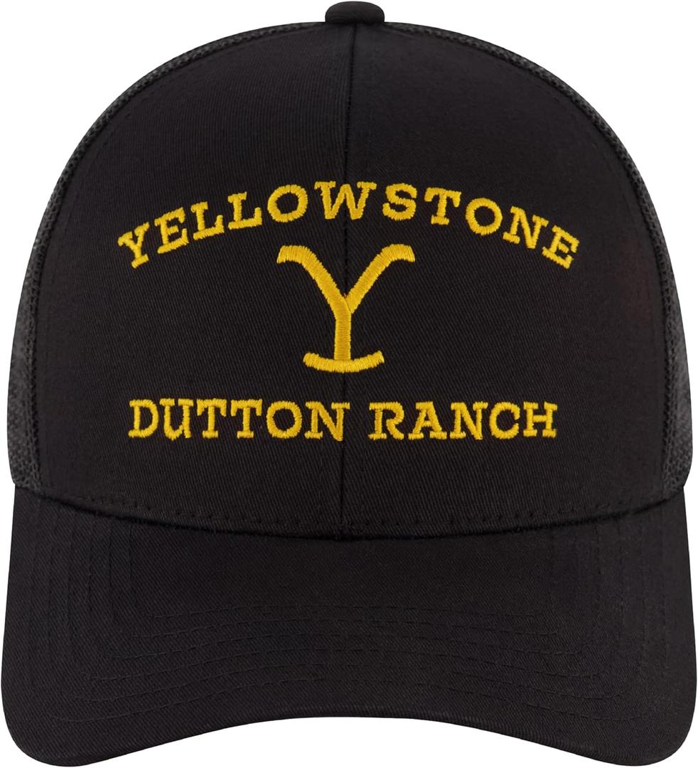 Yellowstone Trucker Hat, Adjustable Snapback Mesh Baseball Hat with Curved Brim (Midnight)