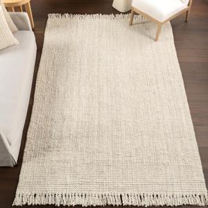 nuLOOM 5x8 Daniela Jute Tassel Hand Woven Area Rug, Off White, Solid Chunky Farmhouse Design, Natural Fiber, For Bedroom, Dining Room, Living Room, Hallway, Office, Entryway (5' x 7'6" (Rectangular))