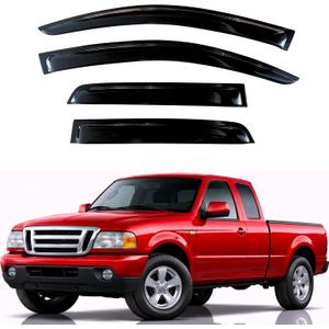 KPY Rain Guards Fit for 1999-2011 Ford Ranger SuperCab, Out-Channel Window Visors Vent Deflectors 4PC, Truck Accessories for 1999-2010 Mazda B2300/B4000, 1999-2008 Mazda B3000 (Extended Cab Only)