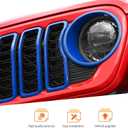 Blue Grill Inserts for 2024 2025+ Jeep Wrangler JL Grille Cover & Headlight Cover Trim Accessories
