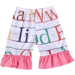 Toddler Girls Shorts Back to School Dance Under Dress Girls Pants 2-8Y (7-8 Years, Letter)