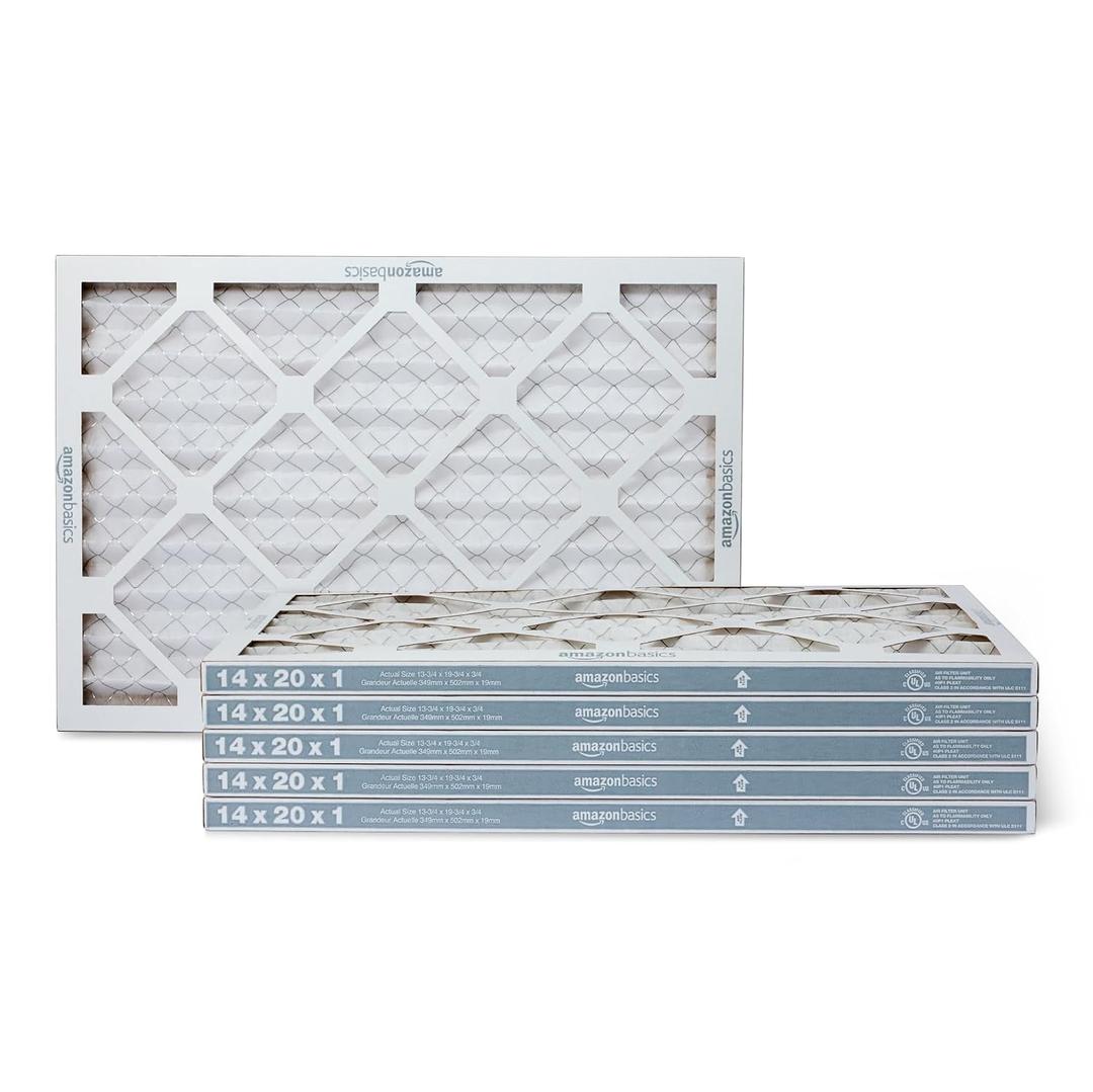 Amazon Basics MERV 5 AC Furnace Air Filter, 14x20x1 inches, 6-Pack (Actual size: 13.75" x 19.75" x 0.75")