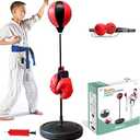 Punching Bag for Kids, Kids Boxing Bag with Reflex ball and Boxing Gloves, 4 5 6 7 8 Years Old Adjustable Kids Punching Bag, Boxing Equipment, Boxing Set as Boys & Girls Toys Gifts