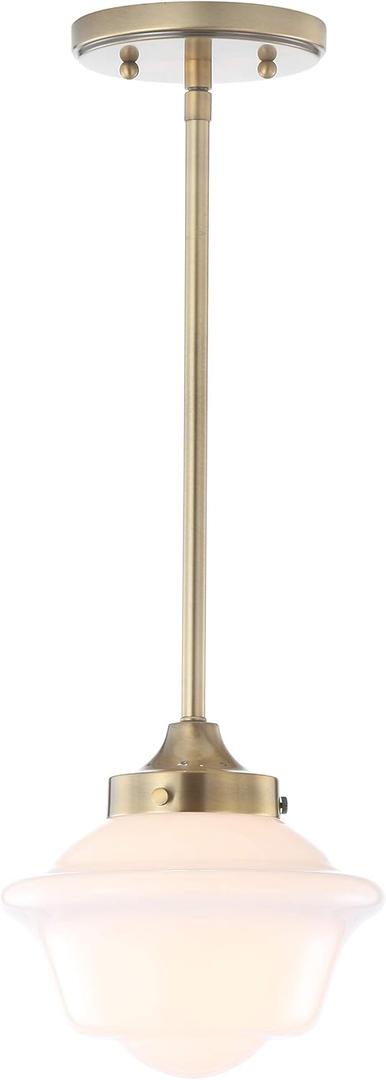 JONATHAN Y JYL3516A Kurtz 7.2" Adjustable Drop Metal/Glass LED Pendant Contemporary Transitional Dimmable Dining Room Living Room Kitchen Foyer Bedroom Hallway, Brass Gold/White