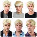 Blonde Wig Men Short Straight 6 Inch Heat Resistant Synthetic Blonde Wig for men Daily Costumes or Halloween Wear