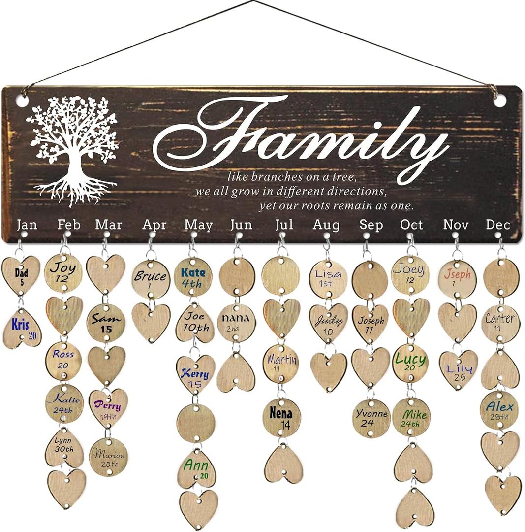 Birthday Gifts for Grandma, Family Birthday Tracker Reminder Calendar Board, Best Mom Grandma Christmas Mother Day Present Idea, Record Birthday in One Place, New Year Gift for Elderly