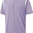 M MAELREG Polo Shirts for Men Short Sleeve Casual Dry Fit Lightweight Performance Moisture Wicking Zipper Mens Golf Shirts (2XL, Lavender)