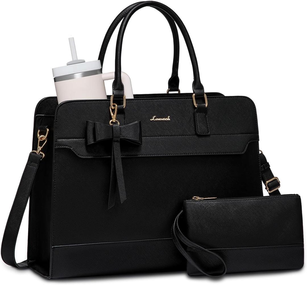 LOVEVOOK Laptop Tote Bag for Women,Leather Work Bag, Waterproof Business Teacher Bag,Large Computer Handbag Purse Briefcase,Office Gifts for Women