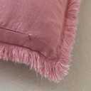 ATLINIA Decor Throw Pillow Cover - 20x20 Inch Linen Pillow Cover Decorative Farmhouse Boho Fringe Cushion Cover for Couch Sofa Bed Outdoor Pink