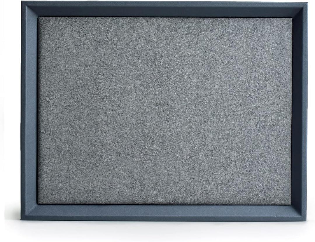 Oirlv Premium Leather Flat Jewelry Tray Jewelry Display Organizer Valet Tray for Nightstand or Dresser Organizer, Medium, Grey