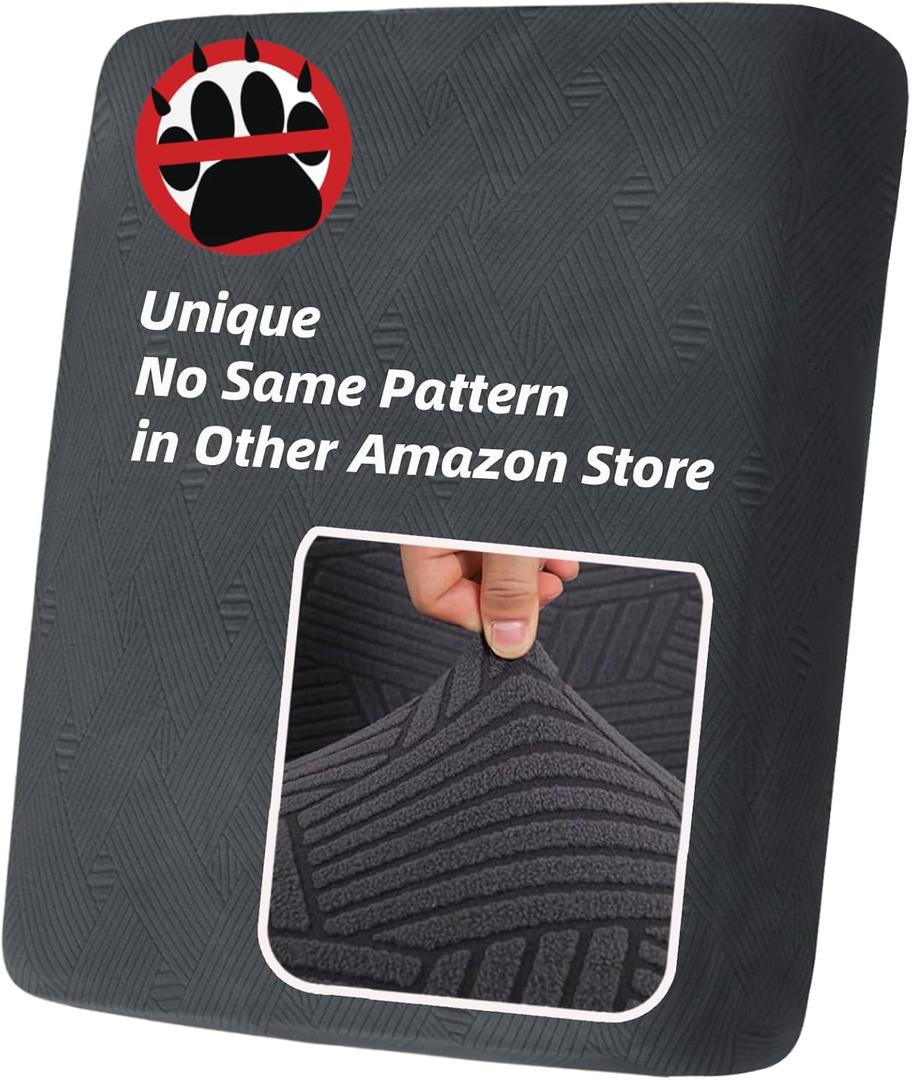 YEMYHOMClearance Stretch 1 Piece Cushion Covers Sofa Chair Seat Cushion Slipcovers Soft Couch Cover Replacement Striped Pattern Furniture Protector with Elastic Bottom (Dark Gray)
