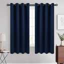 Grommet Blackout Room Darkening Navy Blue Curtains, Thick Polyester Light Blocking Insulated Thermal Curtain Drapes for Bedroom/Living Room, 50" x 60", 2 Panel