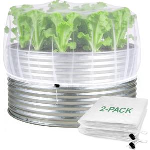 2 Pack Garden Netting for Raised Beds, Ultra-Fine Mesh Plant Covers with Drawstring, Bird, Pest & Small Animal Barrier for Vegetables, Fruits & Flowers, Fits 2 ft Dia x 1 ft H Round Raised Beds