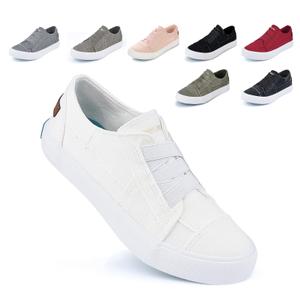 JENN ARDOR Women's Stylish Slip On Sneakers No Laces Elastic Low Top Canvas Sneakers Trendy Flats Comfortable Casual Walking Shoes (Size 9)
